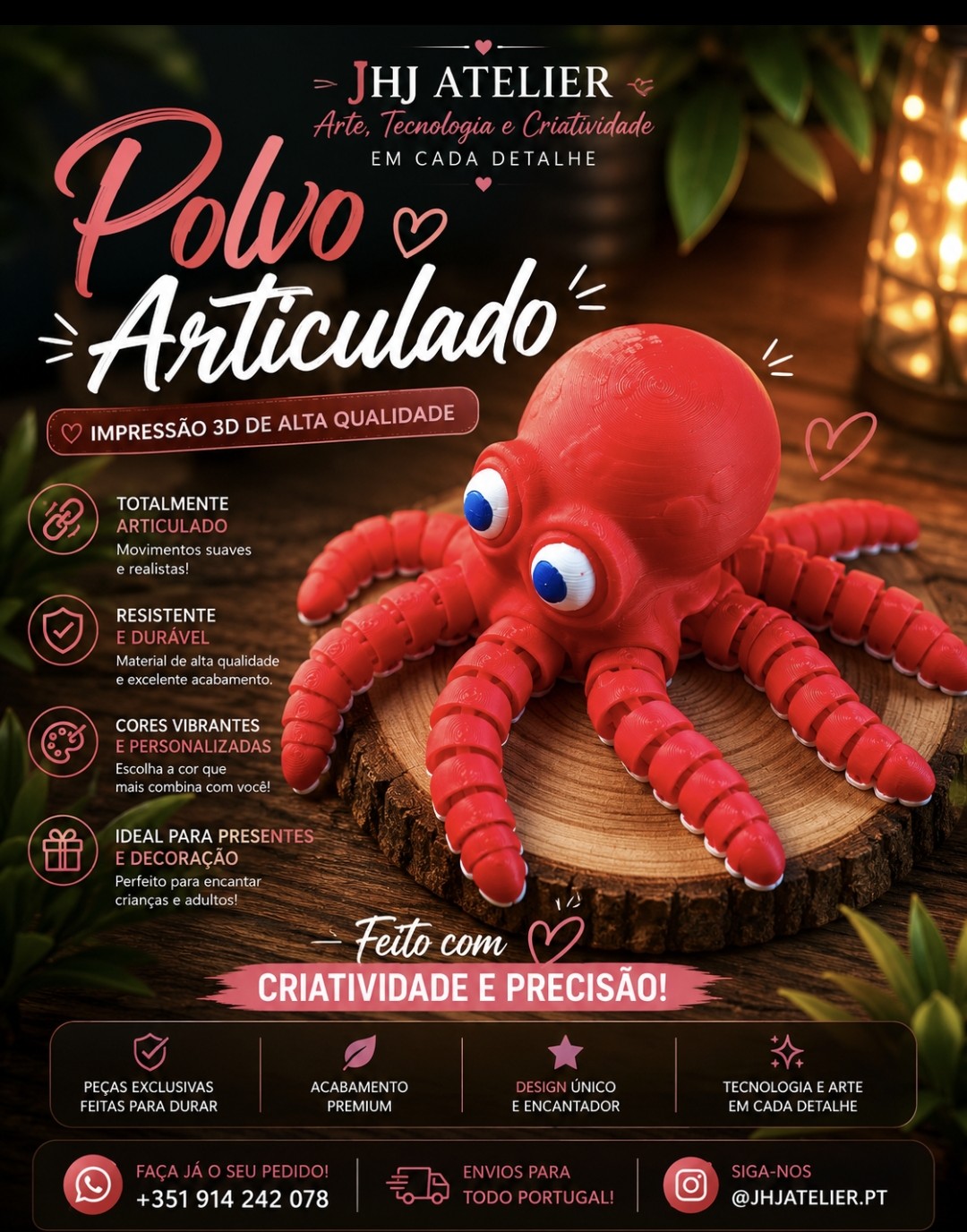 Polvo articulado impresso em 3D